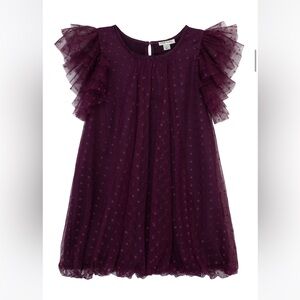 NWT Habitual kids dotted mesh dress plum size 4T
